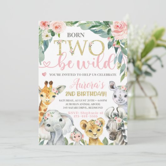 生まれ2つのワイルド誕生日招待状2nd誕生日 招待状 (スタンド正面)