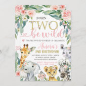 生まれ2つのワイルド誕生日招待状2nd誕生日 招待状 (正面/裏面)