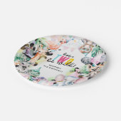 生まれ2つの野生のサファリ動物クールな2番目の誕生日 ペーパープレート (アングル)