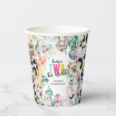 生まれ2つの野生のサファリ動物クールな2番目の誕生日 紙コップ (正面)