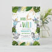 生まれ2ベワイルド誕生日サファリ動物パーティー 招待状 (スタンド正面)