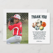 生まれ2ボールスポーツをテーマにした男の子2nd誕生日パーティー サンキューカード (正面)