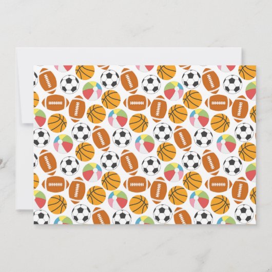 生まれ2ボールスポーツをテーマにした男の子2nd誕生日パーティー サンキューカード (裏面)