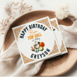 生まれ2ボールスポーツをテーマにした男の子2nd誕生日パーティー スタンダードカクテルナプキン