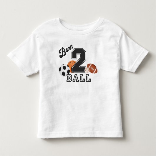 生まれ2ボールスポーツをテーマにした男の子2nd誕生日パーティー トドラーTシャツ (正面)