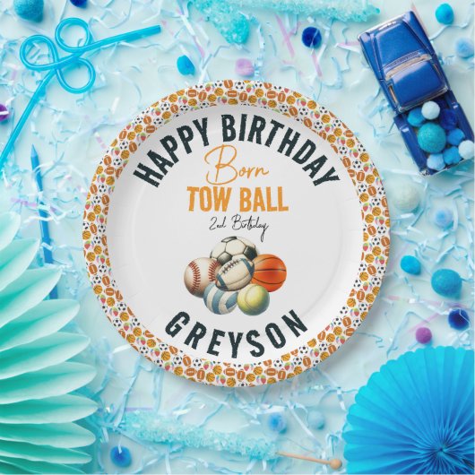 生まれ2ボールスポーツをテーマにした男の子2nd誕生日パーティー ペーパープレート (パーティー)