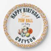 生まれ2ボールスポーツをテーマにした男の子2nd誕生日パーティー ペーパープレート (正面)