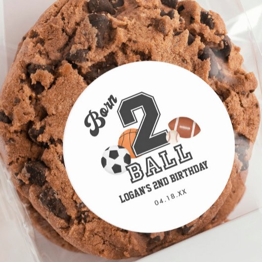 生まれ2ボールスポーツをテーマにした男の子2nd誕生日パーティー ラウンドシール