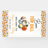 生まれ2ボールスポーツをテーマにした男の子2nd誕生日パーティー 横断幕 (横)