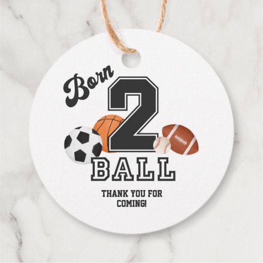 生まれ2ボールスポーツテーマボーイセカンドバースデーパーティー フェイバータグ (裏面)