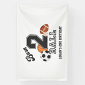 生まれ2ボールスポーツテーマボーイセカンドバースデーパーティー 横断幕 (縦)