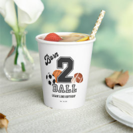 生まれ2ボールスポーツテーマボーイセカンドバースデーパーティー 紙コップ