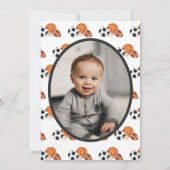 生まれ2球スポーツをテーマにした男の子2nd誕生日の写真 招待状 (裏面)