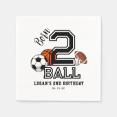 生まれ2球スポーツテーマ男子2歳の誕生日パーティー スタンダードカクテルナプキン (正面)