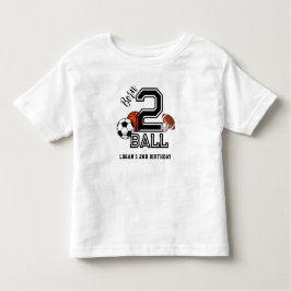 生まれ2球スポーツテーマ男子2歳の誕生日パーティー トドラーTシャツ