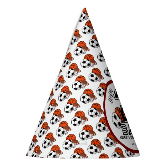 生まれ2球スポーツテーマ男子2歳の誕生日パーティー パーティーハット (左)