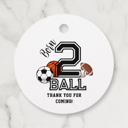 生まれ2球スポーツテーマ男子2歳の誕生日パーティー フェイバータグ (裏面)
