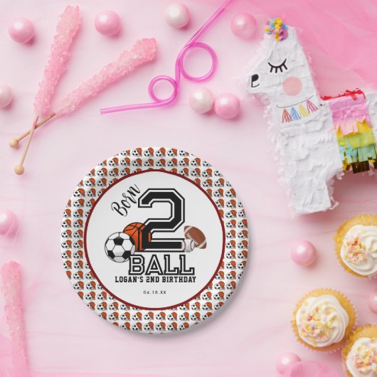 生まれ2球スポーツテーマ男子2歳の誕生日パーティー ペーパープレート (パーティー)