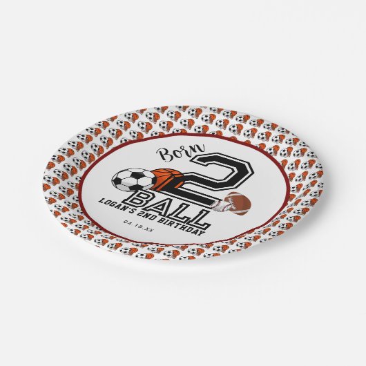 生まれ2球スポーツテーマ男子2歳の誕生日パーティー ペーパープレート (アングル)