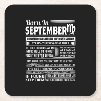 生まれ9月の《星座》乙女座おもしろい誕生日 スクエアペーパーコースター
