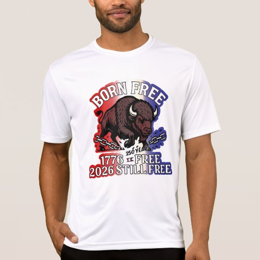 生まれFree American Bison Shirt - 250年無料 Tシャツ (正面)