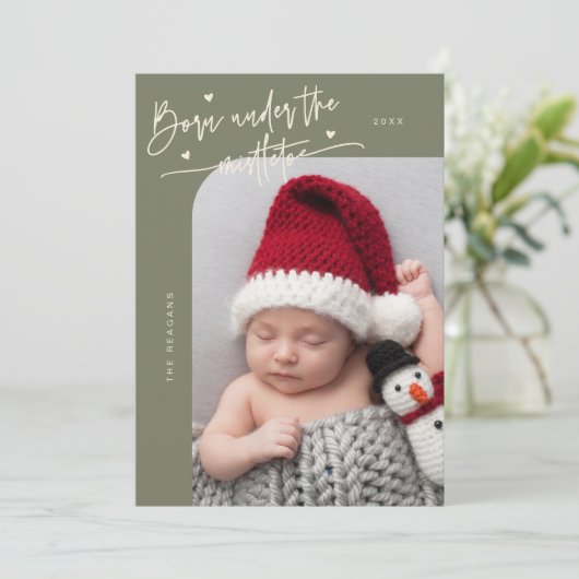生まれMistletoe Sage Birth Announcement 案内状 (スタンド正面)