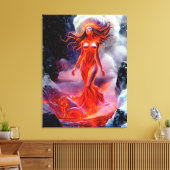 "生まれOf Inferno" – 火山女性ポートレート キャンバスプリント (インサイチュ (リビング))
