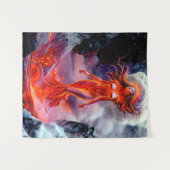 "生まれOf Inferno" – 火山女性ポートレート タペストリー (正面(横))