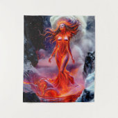 "生まれOf Inferno" – 火山女性ポートレート タペストリー (正面)