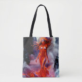 "生まれOf Inferno" – 火山女性ポートレート トートバッグ (正面)