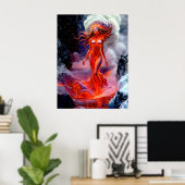 "生まれOf Inferno" – 火山女性ポートレート ポスター (ホームオフィス)