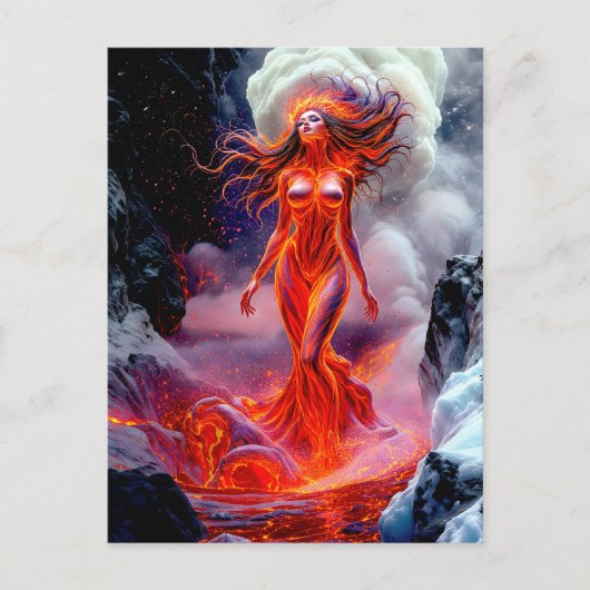 "生まれOf Inferno" – 火山女性ポートレート ポストカード (正面)