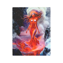 "生まれOf Inferno" – 火山女性ポートレート メタルプリント