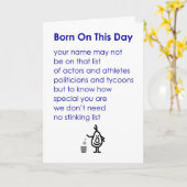 生まれOn This Day – バースデーおもしろいの詩 カード (黄色い花)