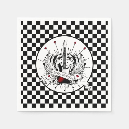 生まれTo Rock & Guitar転が Rockerメタルミュージシャン スタンダードカクテルナプキン (正面)