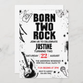生まれTo Rock Second Birthday Party 招待状 (正面/裏面)