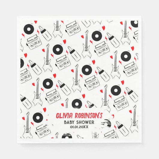 生まれTo Rock Star Baby Shour スタンダードランチョンナプキン (正面)