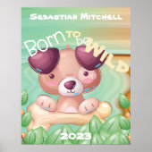 生まれWild Kids Room Poster with Name & Year ポスター (正面)