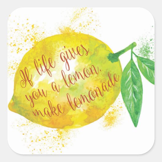 生もし与え活はレモン、レモネード スクエアシール (正面)