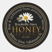 生ろ過されていないハニーブラック金ゴールドと花&ビー ラウンドシール (正面)