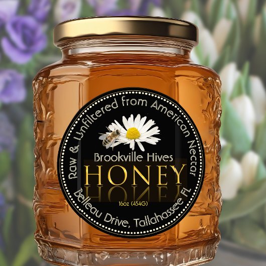 生ろ過されていないハニーブラック金ゴールドと花&ビー ラウンドシール