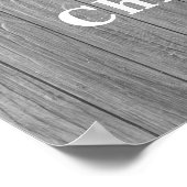 生を祝う 写真 灰色の木製葬儀 ポスター (角)