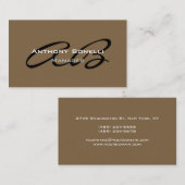 生アンバーブラウンモダンモノグラム名刺 名刺 (正面/裏面)