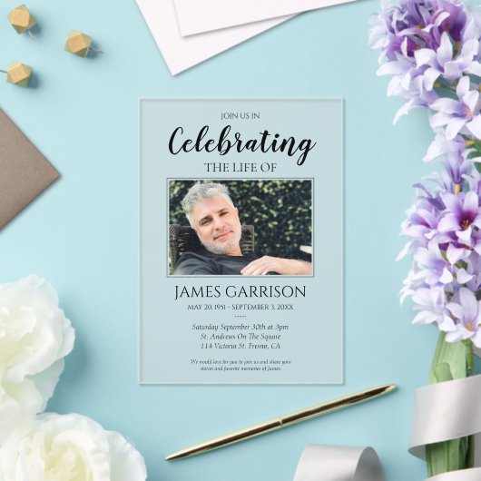 生エレガントお祝い記念写真 アクリル招待状 (インサイチュ (ウェディング))