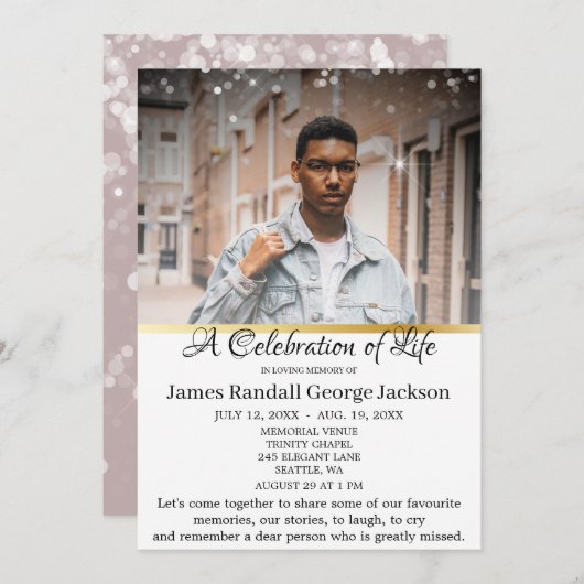 生エレガントお祝い 招待状 (正面/裏面)