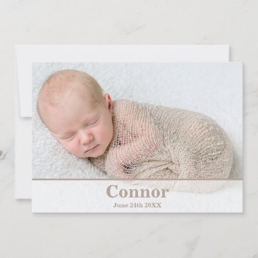 生エレガントモダン誕の発表 – 男女兼用 案内状 (正面)