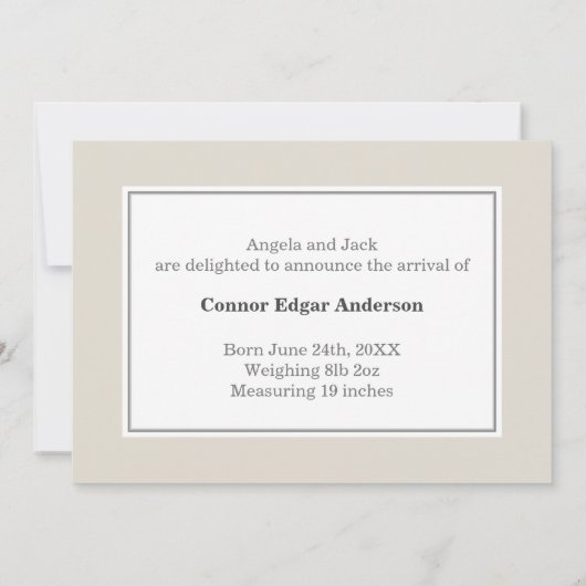 生エレガントモダン誕の発表 – 男女兼用 案内状 (裏面)