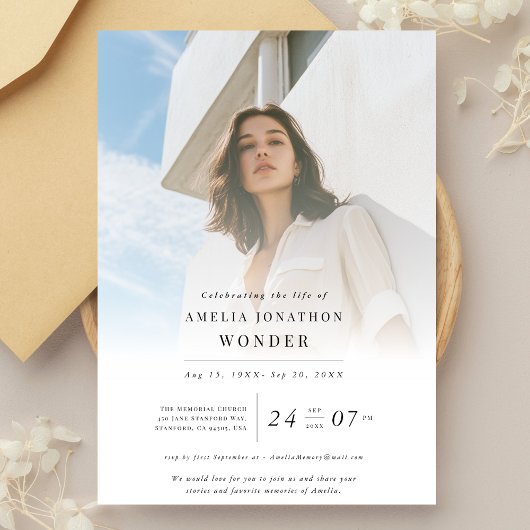 生エレガント命お祝い葬儀メモリアル写真 招待状