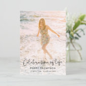 生エレガント命お祝い |葬儀記念碑 招待状 (スタンド正面)