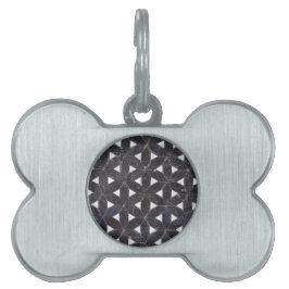 生エレガント物タイル模様の灰色モザイク花 ペットネームタグ